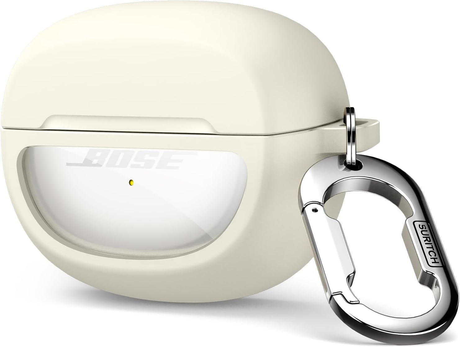 SURITCH Case Cover for Bose Ultra Open Earbuds(2024), Shockproof Protective Cover for Bose Ultra Open Wireless Ear Earbuds Charging Case Accessories with Carabiner, White