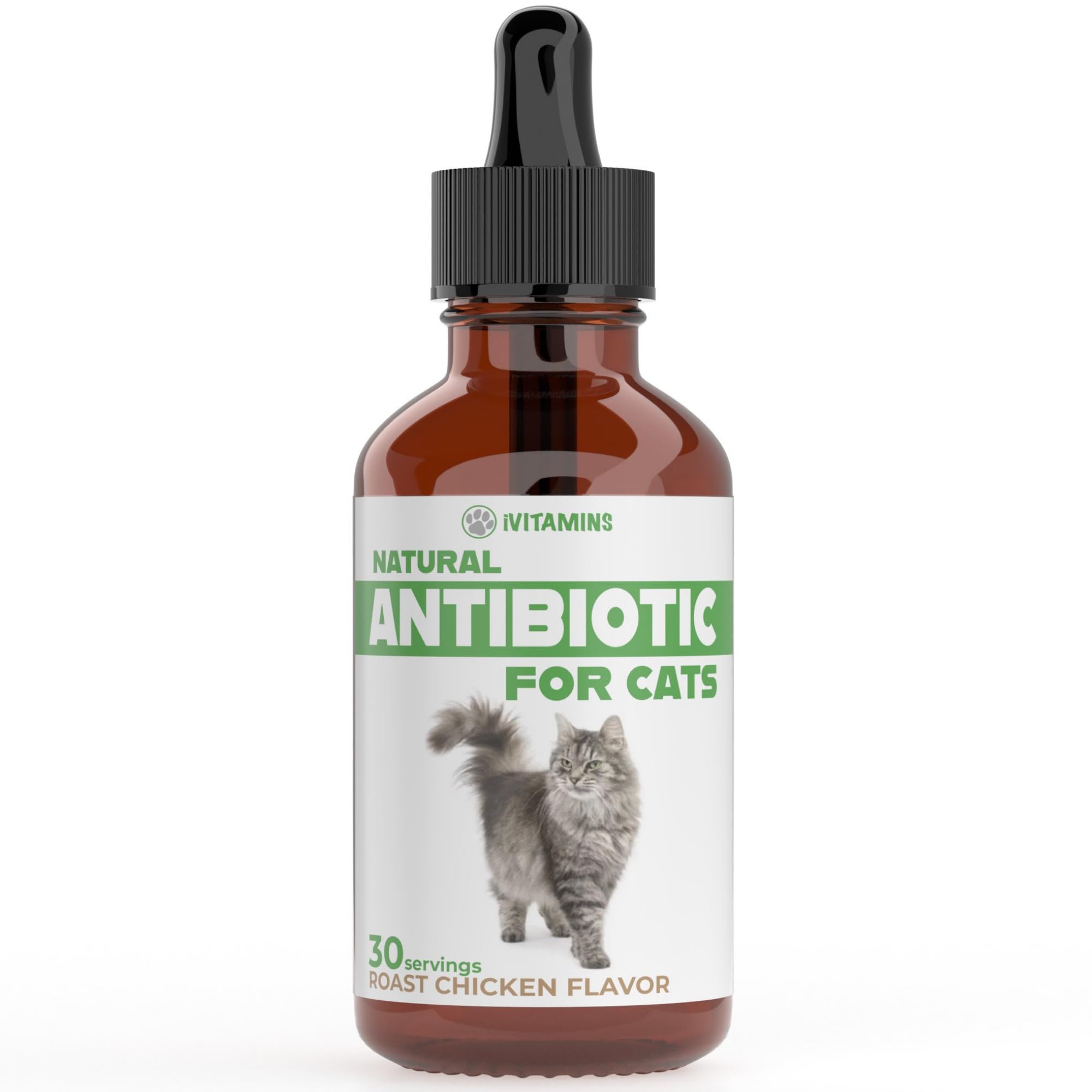 Cat Antibiotic for Infections, UTIs, Respiratory Moments, Cold, & Allergies | Antibiotics for Cats of All Ages & Breeds | Chicken Flavor | 1 fl oz | (1)