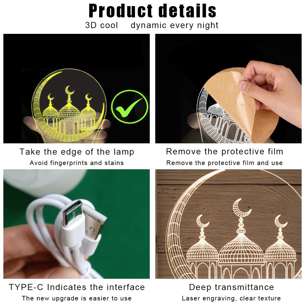 Ramadan LED Mondlampe – 16 Farben, Mit Fernbedienung, Aus Acryl & ABS, Perfekt Für Ramadan & Eid Deko