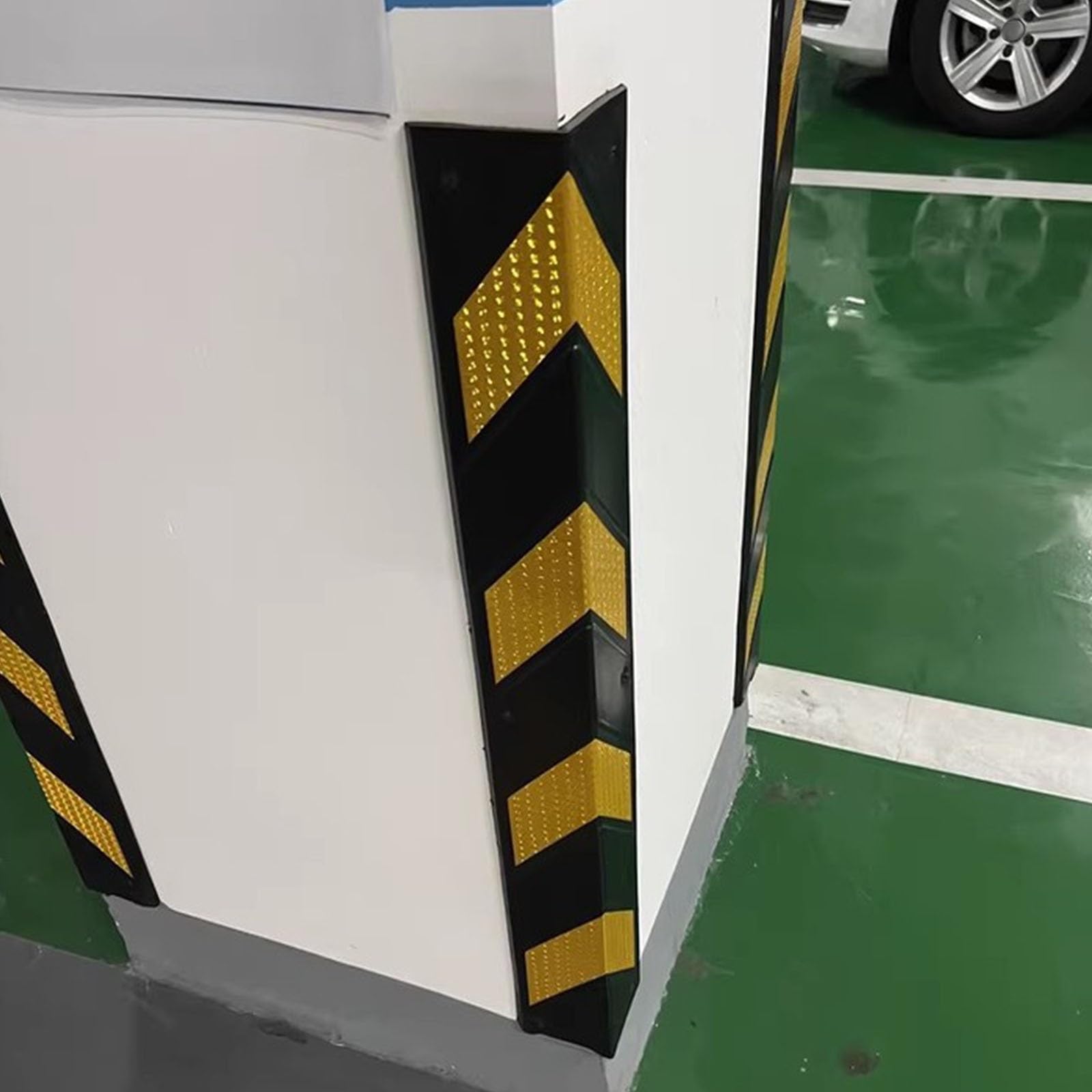 Protezione riflettente per angoli da parete, giallo e nero, resistente, a forma di L, protezione per garage in gomma, per parcheggi e garage
