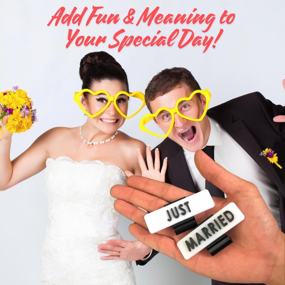 Just Married Shoe Charm for Crocs - Funny Gifts for Couples, Husband, Wife, Boyfriend, Girlfriend, Him Her, Mr and Mrs 2025 - Bridal Shower Gifts - Unique Valentine's Day Gift Ideas