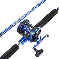 Vista 1 de Combo de caña de pescar Sougaiyang, combo de carrete de pesca con arrastre de 2 piezas con relación de engranajes de 3.8:1 y rodamientos 3+1