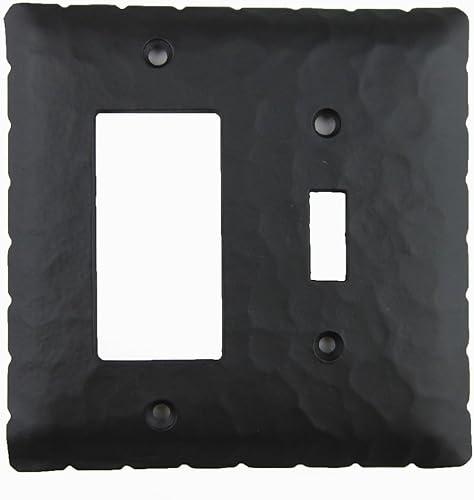Rustic Rancho - Cubierta de placa de interruptor de hierro forjado EPH47 (negro)