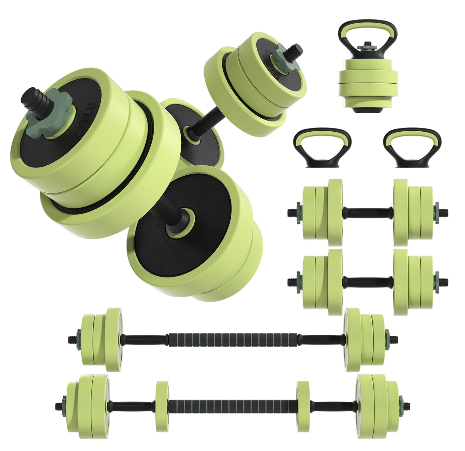Adjustable Dumbbell Set 22 42 62LBS 5-in-1 Free Weight Dumbbell Set Used as Dumbbell Kettlebell Barbell Push-Up Stand