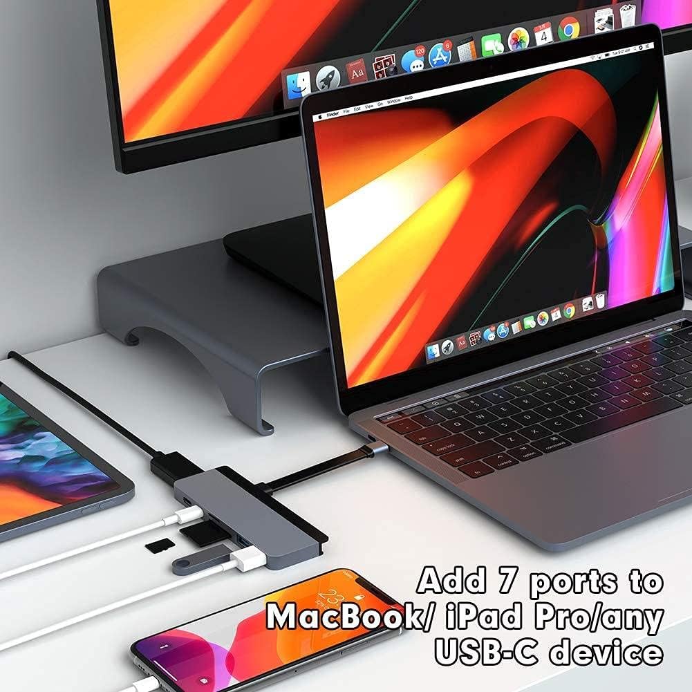 HyperDrive Duo 7-in-2 MacBook USB C Hub — for Mac w/Dual Ports, 4K60Hz HDMI, 40Gbps USB-C 100W Power Delivery, USB-A, SD/MicroSD, Magnetic Mount — (Space Gray)