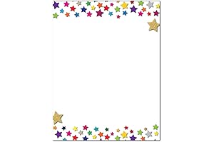 Star Stationery - 8.5 x 11- 60 Letterhead Sheets With Cute Star Borders (60 Papers)