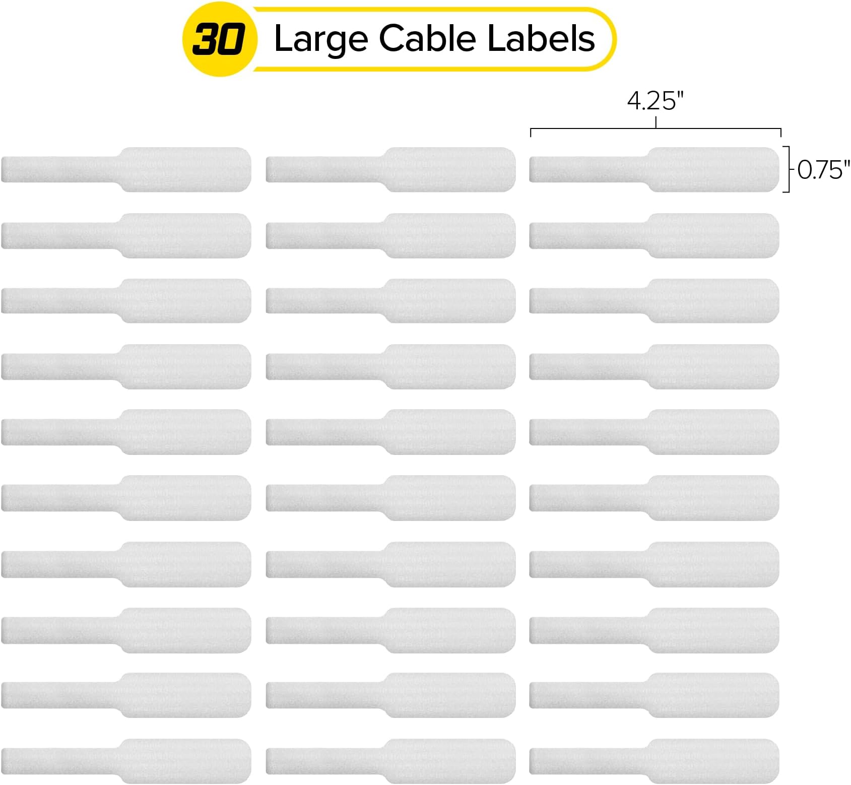 Cable Labels by Wrap-It Storage, Large, White (30-Pack) Write On Cord Labels, Wire Labels, Cable Tags and Wire Tags for Cable Management and Identification for Electronics, Computers and More