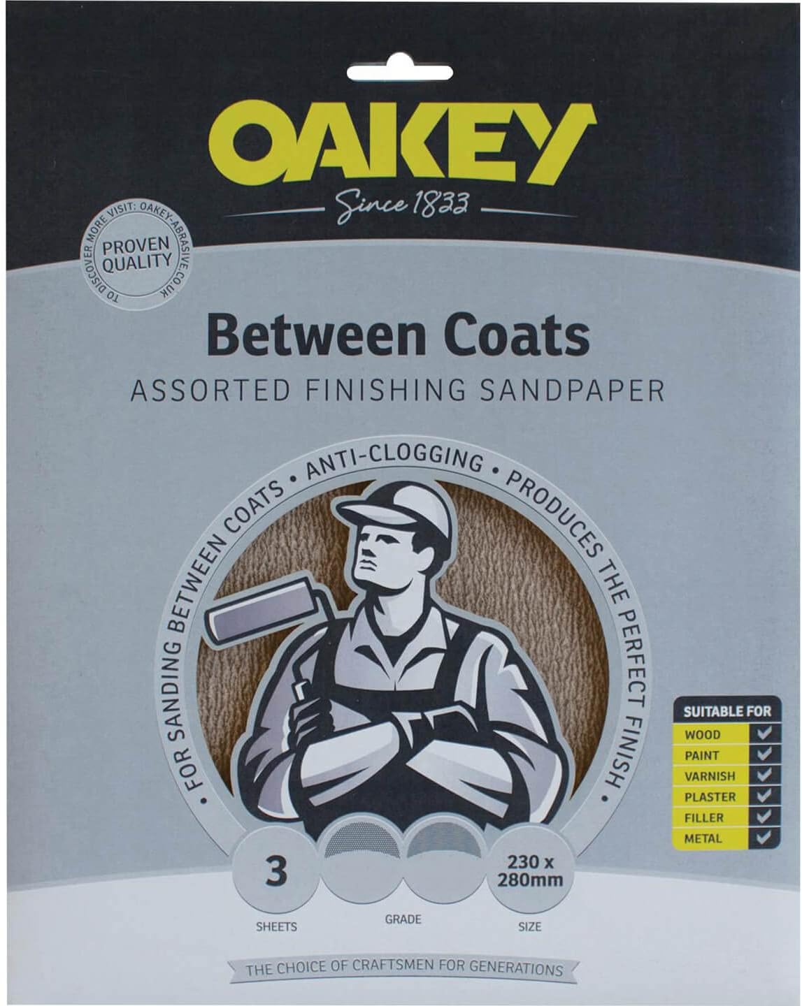 Oakey Between Coats Sandpaper Sheets Assort (3pk) Amazon.co.uk DIY & Tools