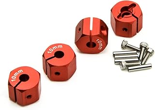 RCLions 10mm Thickness Wheel Hex Hubs 12mm Drive Adaptors for 1/10 RC Model Crawler Car (Red)