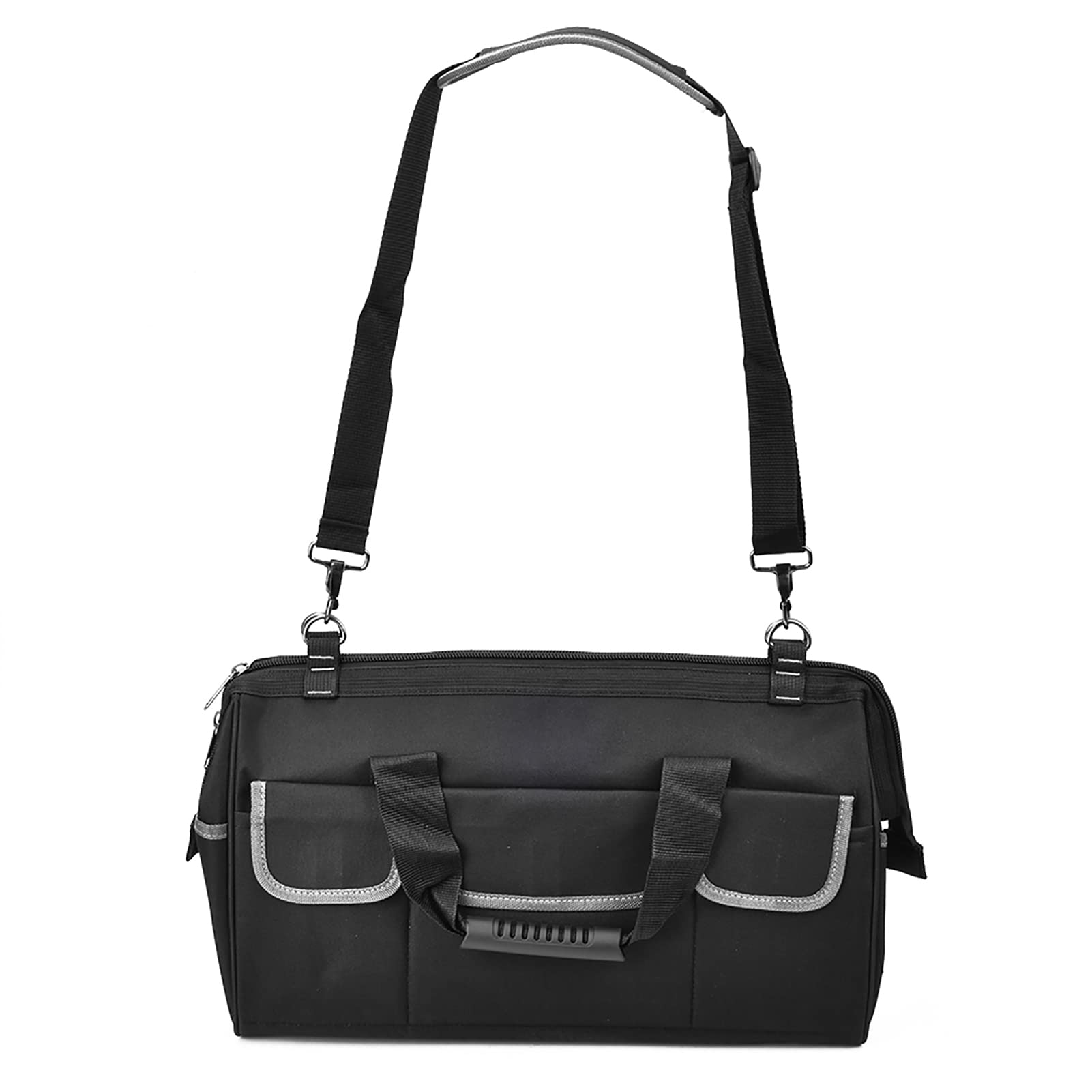 Bolsa de herramientas de tela Oxford de 19 pulgadas Estuche de almacenamiento de hardware resistente al desgaste gris con correa de hombro ajustable y asa de almohadilla de