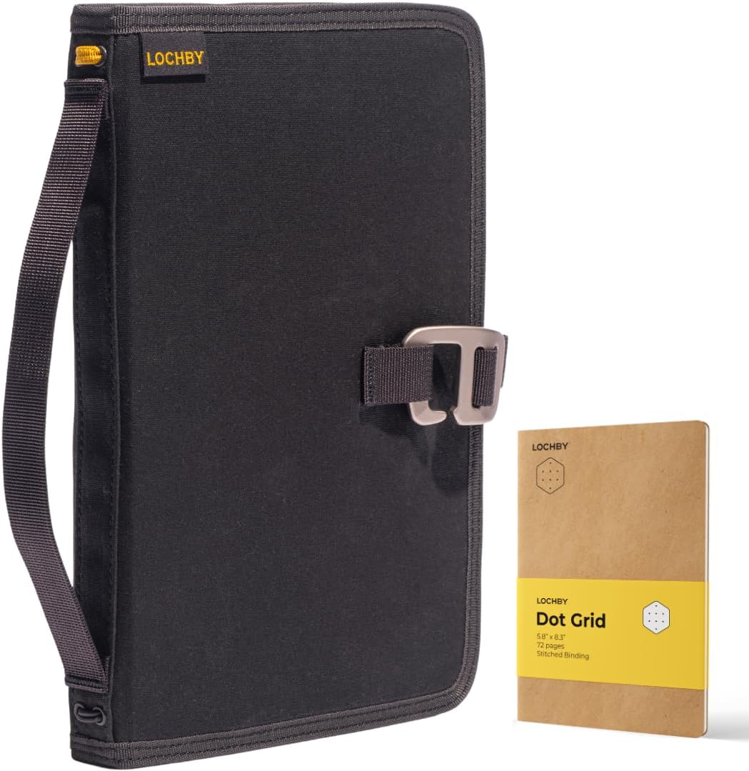 LOCHBY Field Journal | Planner Cover | Water Resistant Waxed Canvas | Pen Loop | Included Tomoe River Notebook | Perfect for Travel, Art, Bullet Journal