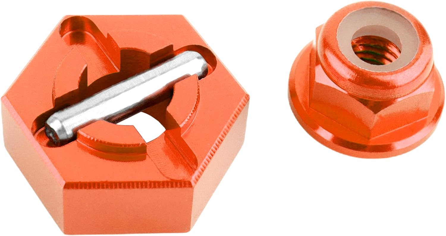 for H16BM RC Car Upgrade Aluminum Wheel Hex 16440 & Pins M20101 & M40 Wheel Lock Nut Spare Parts for 1/16 H16BM H16GT H16DR JC16EP and 1/14 H14BM 14209 14210 JC14EP 14301 14303 Trucks(Orange)