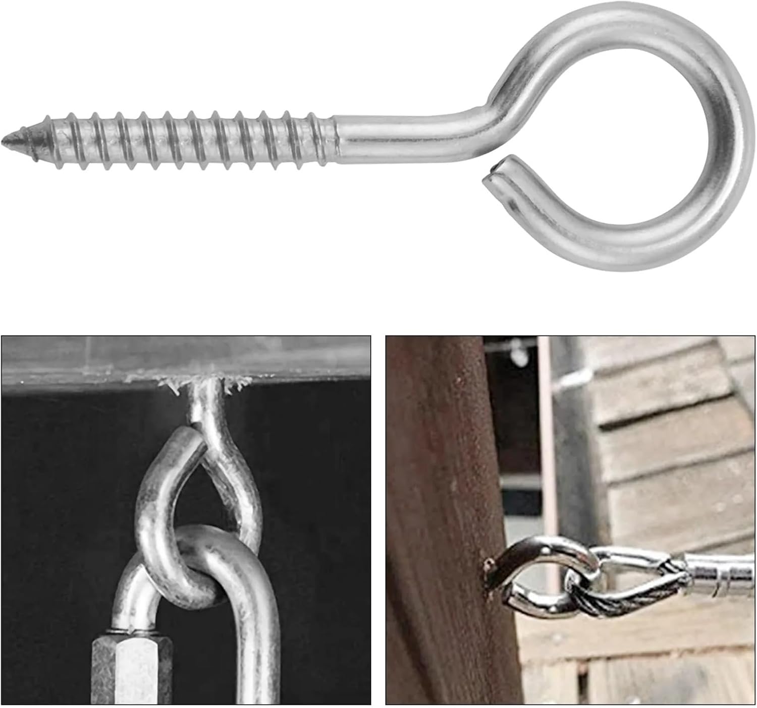 Screw Hooks 50pcs Stainless Steel Sheep Eye Self Self Tapping Screw with Loop Hook Screw in Hooks Mouth Opening Screw for Hanging