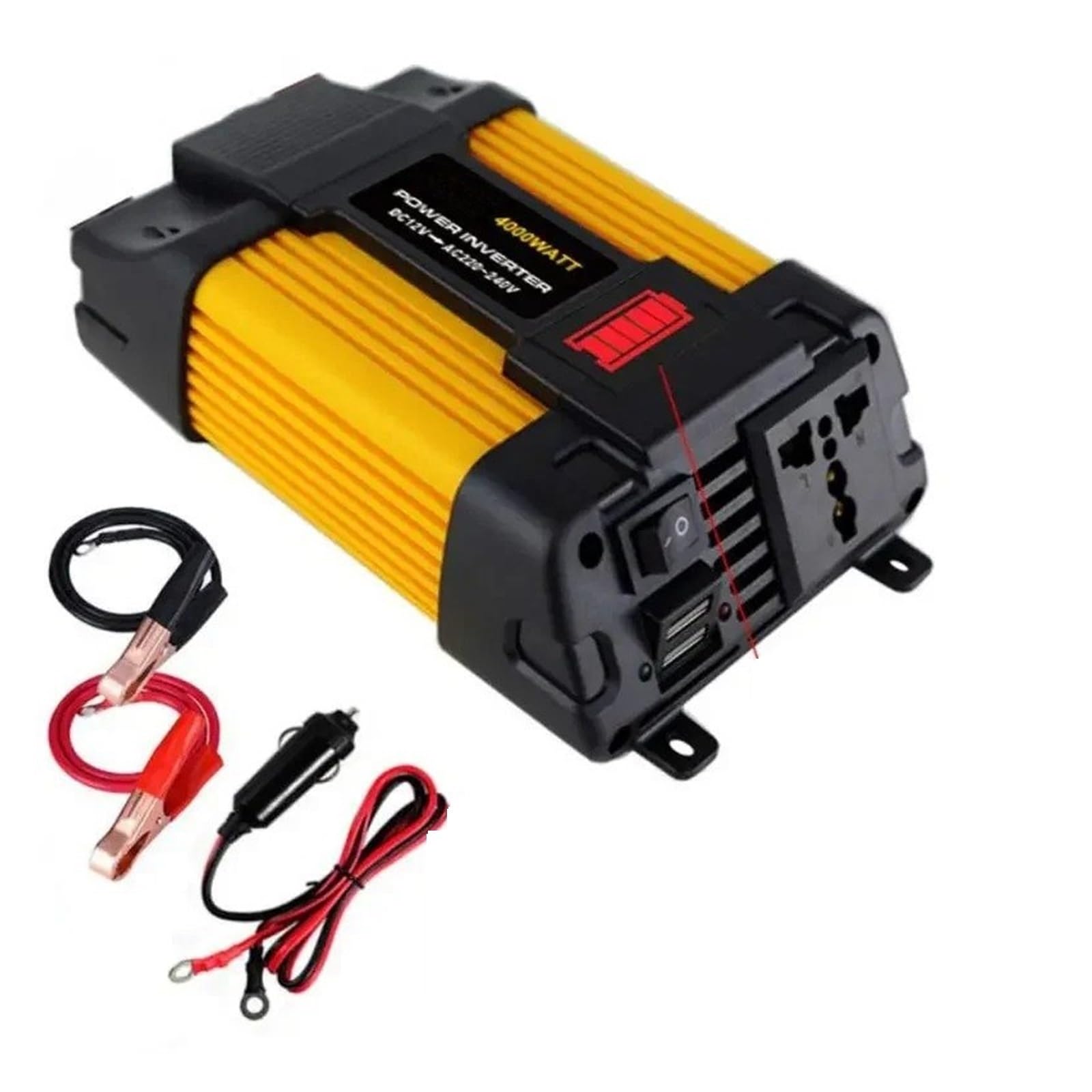 Transformador Transformador Voltaje Portátil 12 V CC A 110 V CA 220 V 4000 W 6000 W con Cargador Automático Inversor Corriente Coche Pantalla LED(4000W,110V)