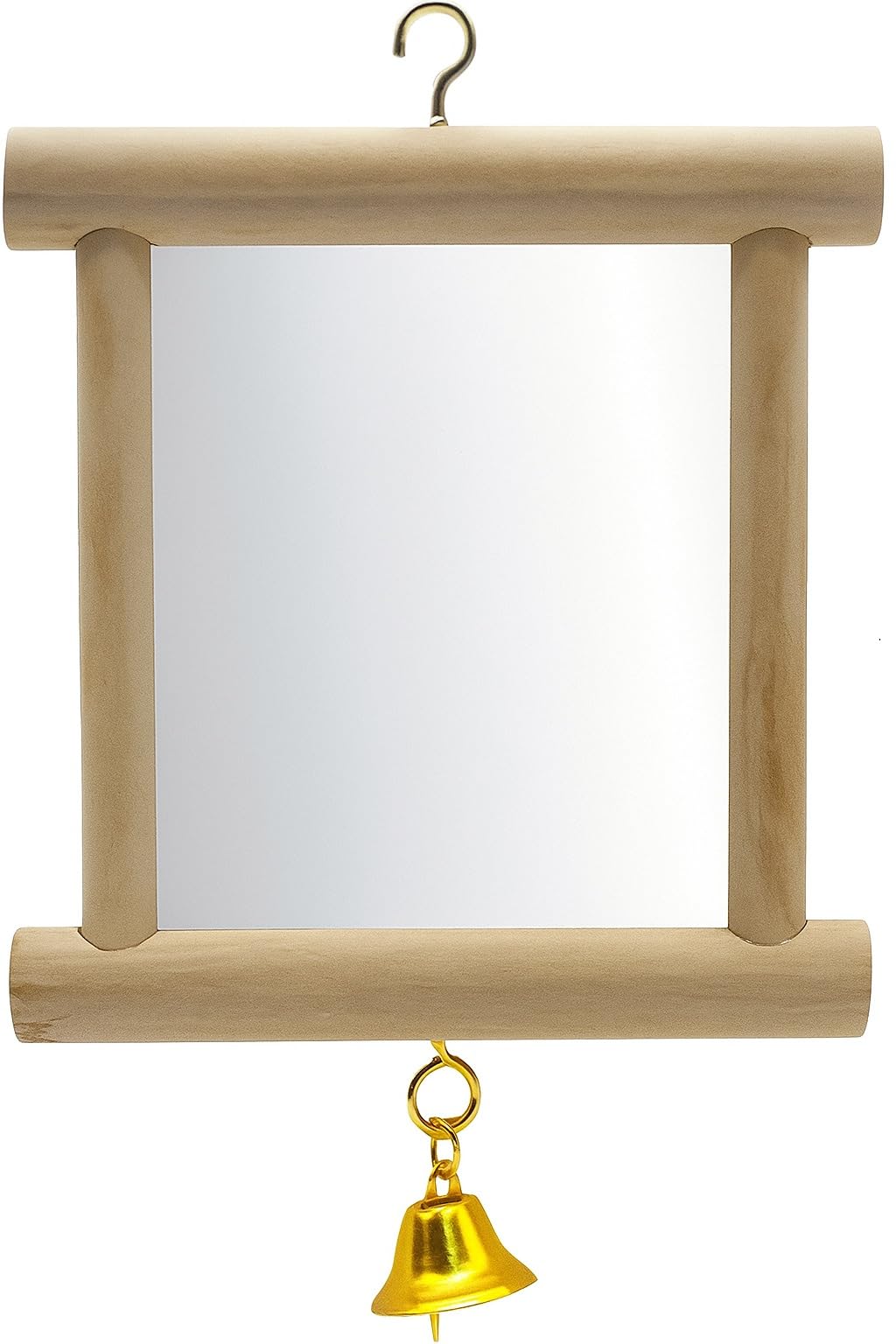 Pet Bird Mirror with Bell Interactive Parrot Toy for Parrot Budgies Cockatoo Parakeet Cockatiels Conure Lovebird Cage Bells Mirror (Small)
