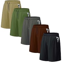 5 Pack Mens Athletic Shorts Mesh Workout Gym Activewear Basketball Shorts 8" Inseam with Pockets