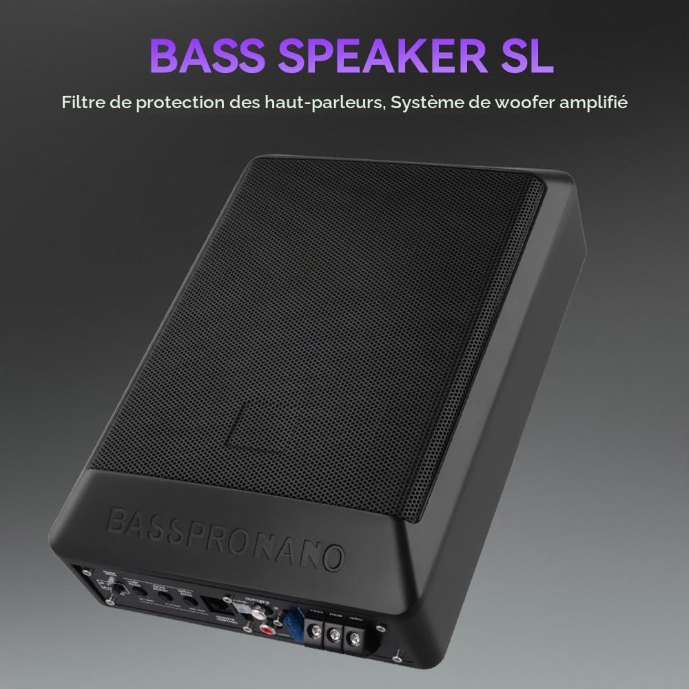 SIXWIN Caisson de Basses Actif 1000W – Subwoofer Plat 8 Pouces pour Voiture avec kit de Câblage Amplificateur, 20–200 Hz, 2,8 Ω, 12V, Subwoofer Compact, Basses Profondes