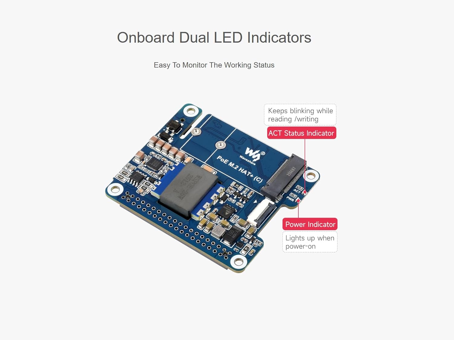 PCIe to M.2 with PoE Ethernet Power Supply HAT for Raspberry Pi 5, Support NVMe Protocol M.2 Solid State Drive in 2230/2242 Size, IEEE 802.3af/at PoE Network Standard, 5V 5A Power Output