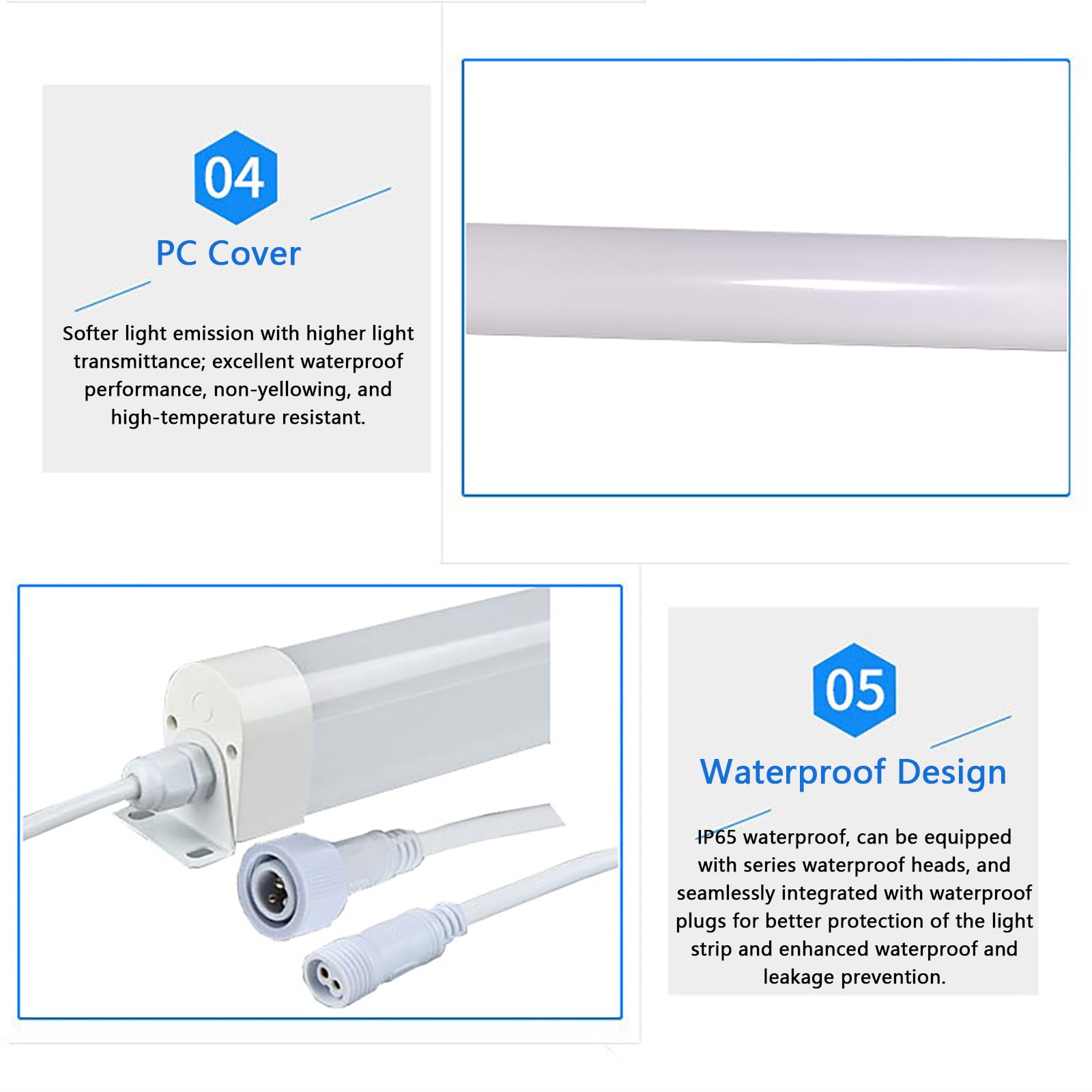 Lámpara LED De Tubo A Prueba De Explosiones, 3000K Cálida, IP65, Resistente Al Agua, 900-3600LM, CRI>80, Para Techo, Ideal Para Garaje, Almacén, Taller O Uso Industrial,2pc-30cm/11.8in