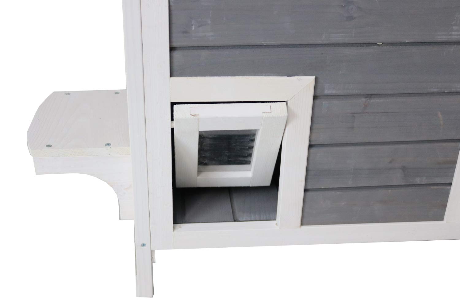 Katzenhaus 2 Etagen, Holz, grau-weiß, 87x45x90,5 cm