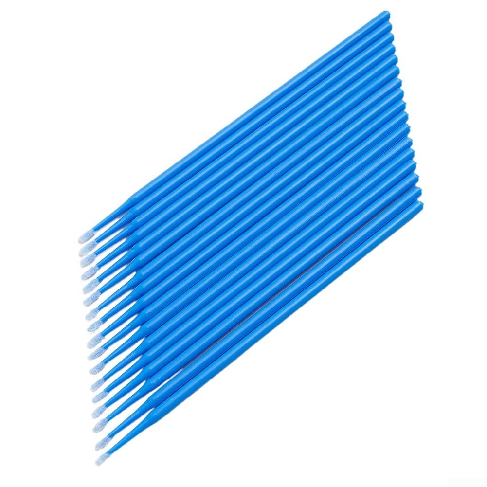 Pinceles de pintura 100pcs Aplicadores dentales con fibras de pelusa para retoque (azul)