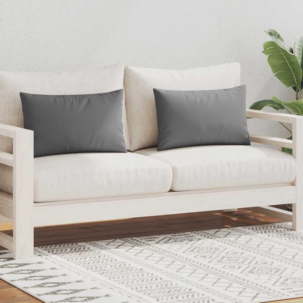 vidaXL 2X Cojines de Exterior 60x40cm Gris Almohada Muebles Jardín Decoración