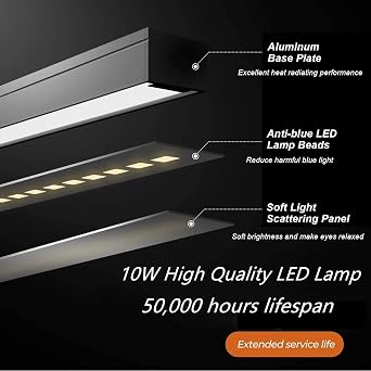 LED Desk Lamp for Home Office, 360° Flexible Gooseneck Desk Light with 3 Color Modes & 10 Brightness, Eye-Caring Adjustable Task Light for for Piano, Computer, Workbench, 10W, 1000LM (Black) [Energy Class F]