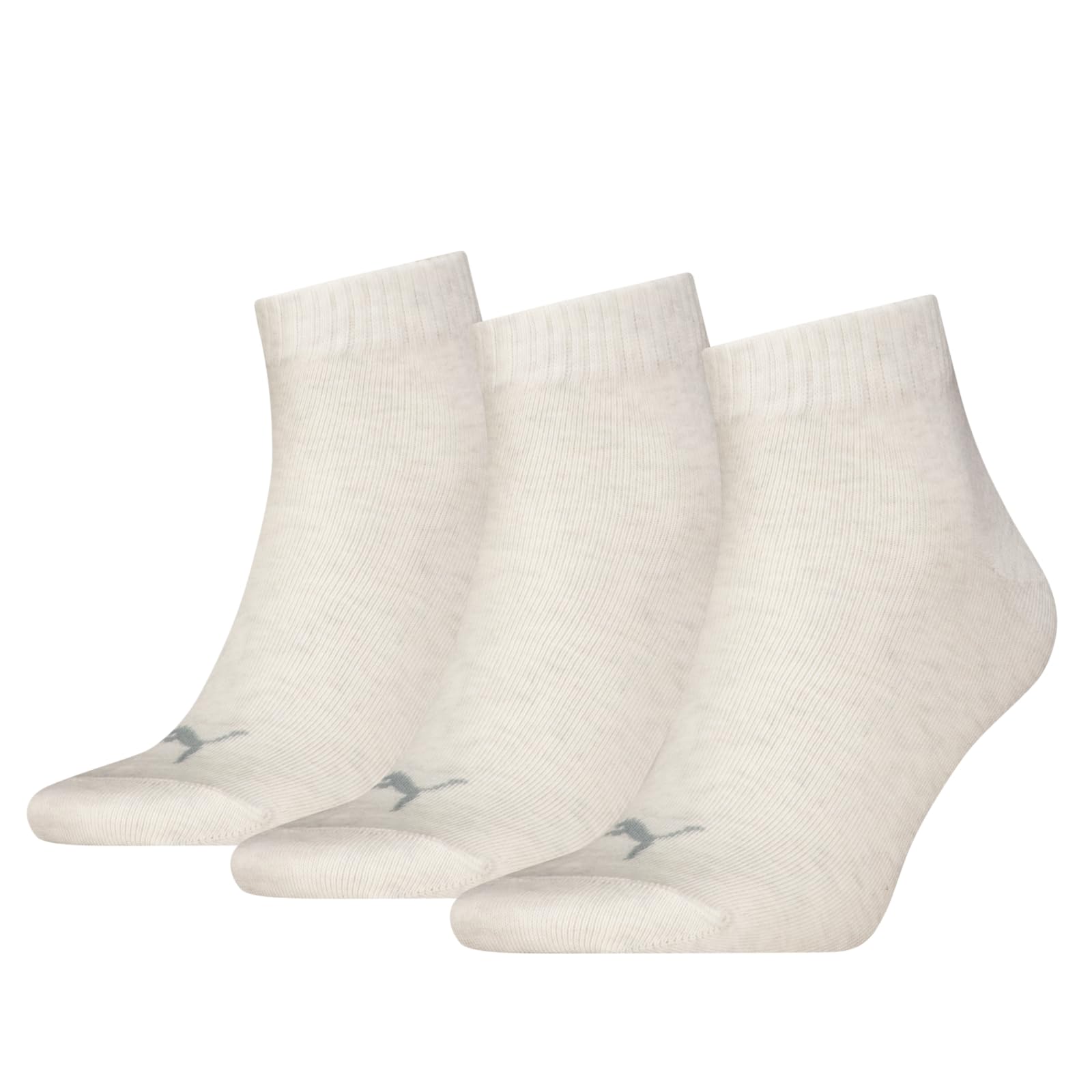 Puma Unisex Oatmeal Sports Ankle Trainer Socks Quarters (3 Pair Packs) Everyday Comfort - Uk 9-11