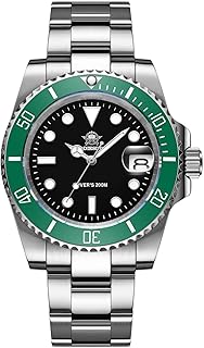 41 MM Mens Dive Watch Quartz Movement Watches for Men Easy to Read Dial 200 M Waterproof BGW9 Luminous Analog Orange/Red/Green/Black Gradient Dial