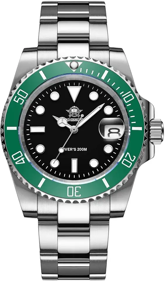 Relógio masculino de mergulho de 41 mm, movimento de quartzo, mostrador fácil de ler, à prova d'água, 200 m, BGW9, luminoso, analógico, laranja/vermelho/verde/preto dégradé