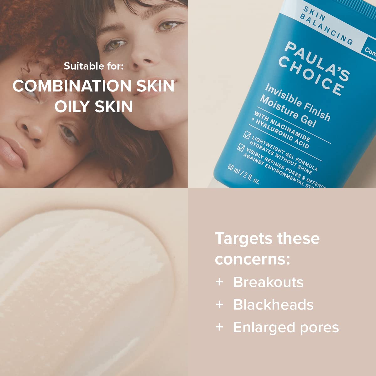 Paula’s Choice SKIN BALANCING Gel Hidratante Facial - Crema de Noche Reduce los Poros Dilatados, los Puntos Negros y Imperfecciones - con Niacinamida - Pieles Mixtas a Grasas - 60 ml