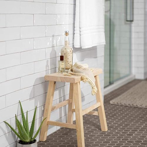 Miniatura 12 de IC International Concepts, Taburete para asiento de sillín-24 pulgadas de alto, madera sólida/real, madera de parawood resistente, Diy, listo para