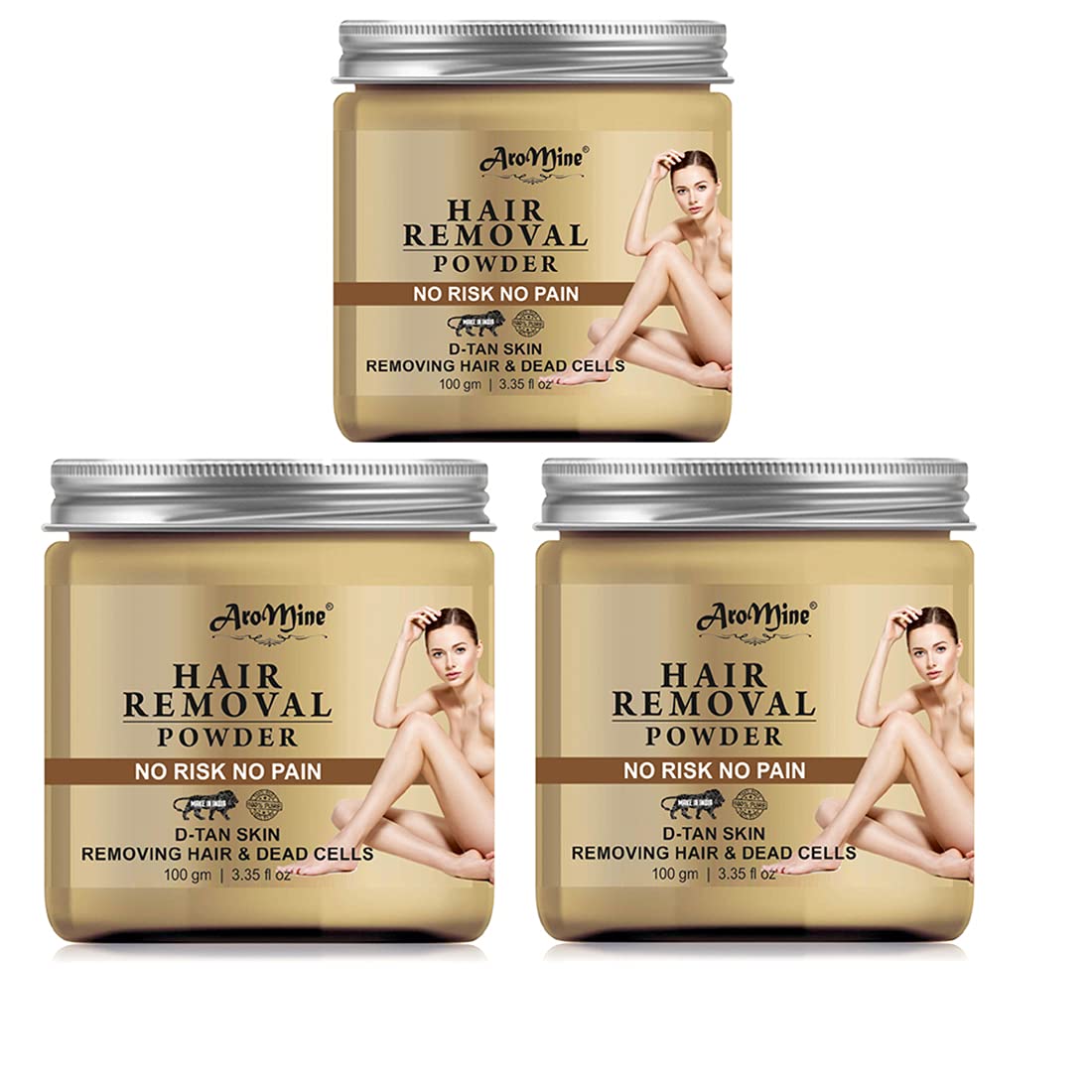 AroMine Natural & Organic Hair Removal Powder, All Hair & Skin Type, 100gm(Each 3 Jar) (B09539WHBJ) Amazon Price History, Amazon Price Tracker
