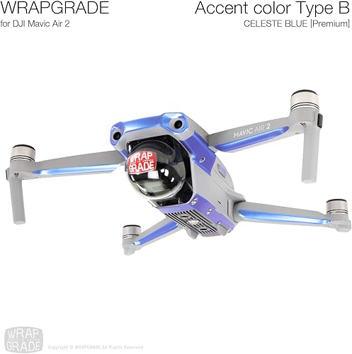 Miniatura 2 de Wrapgrade Skin Compatible con DJI Mavic Air 2  Accent Color B (Celeste Blue)
