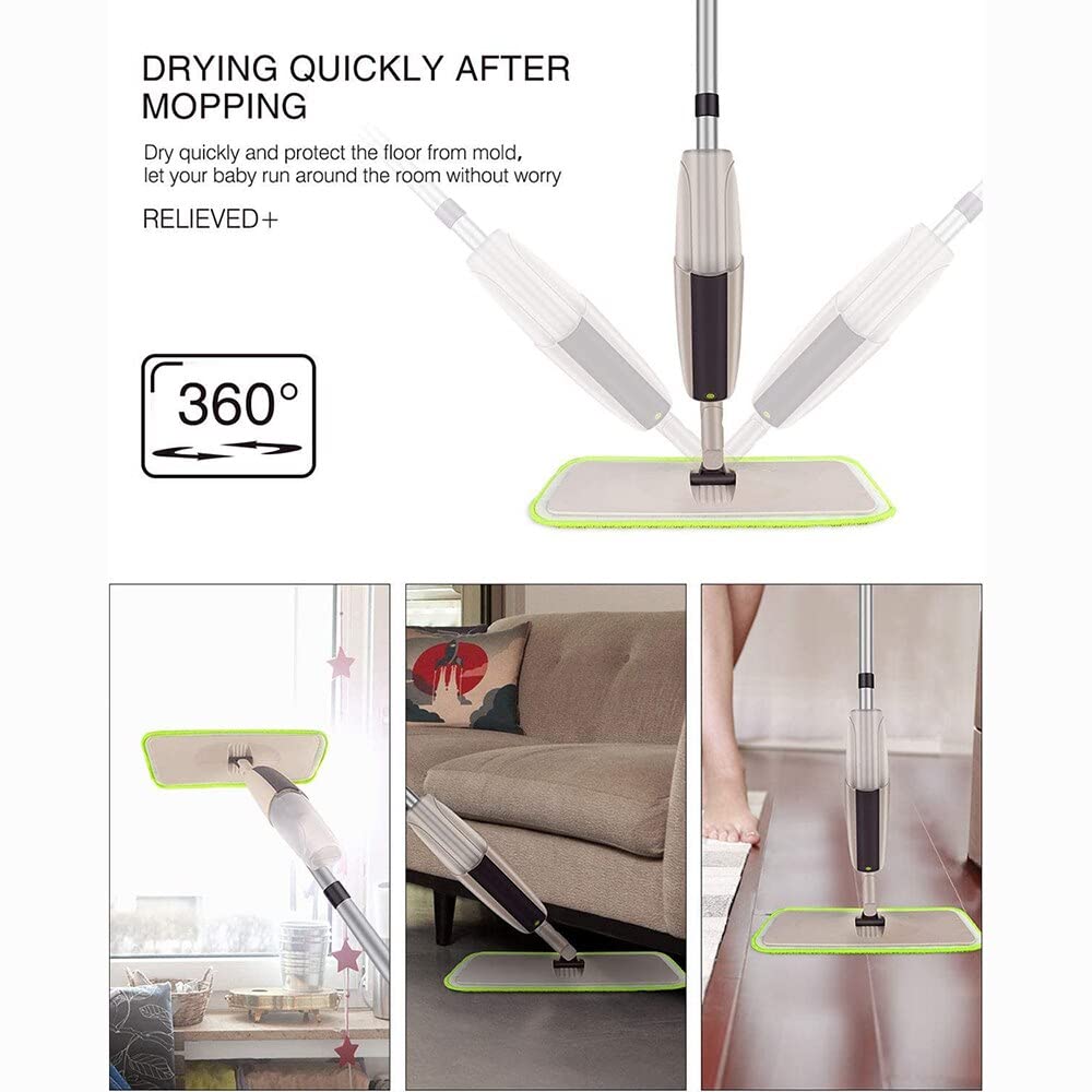 fregona Spray MOP Limpieza Herramienta de Limpieza for el hogar MOPS 360 ° Lavado de Piso Cocina Baldosas Pisos Microfibra Mojo pulverizador MOP mop (Color : Spray Mop with 2pcs Pads)