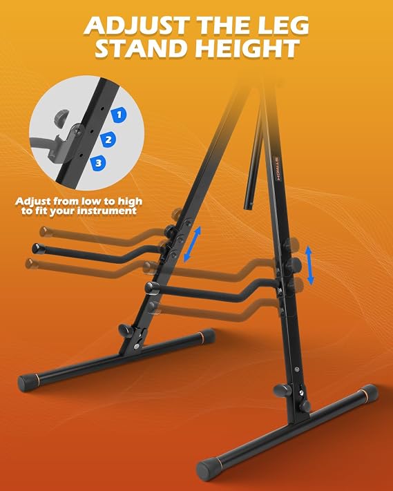 STRICH Adjustable Cello Stand with Bow Hook,Sturdy and 1/2 & 1/4 Double Bass,Contrabass,Bass,Fiddle,Floor Steel Holder for Home Studio Churches Display Travel Performance,SCS-10