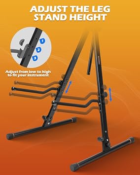 STRICH Adjustable Cello Stand with Bow Hook,Sturdy and 1/2 & 1/4 Double Bass,Contrabass,Bass,Fiddle,Floor Steel Holder for Home Studio Churches Display Travel Performance,SCS-10