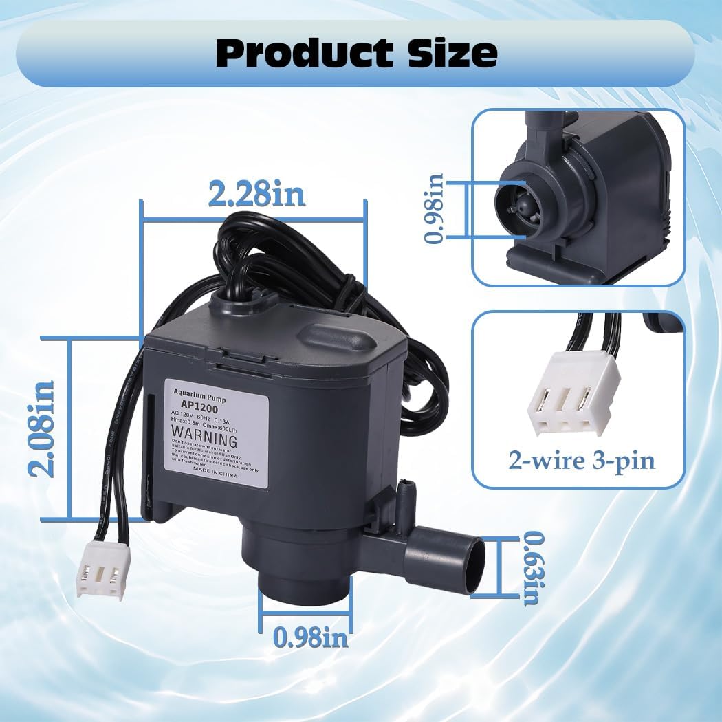 AP1200 AC120V Ice Maker Water Pump for Euhomy,Commercial Large Flow Water Pump Fits for HZB-30F,HZB-38F,HZB-32, HZB-45, HZB-65, HZB-90, HZB-120, HZB-160 Universal Ice Making Machine Accessories