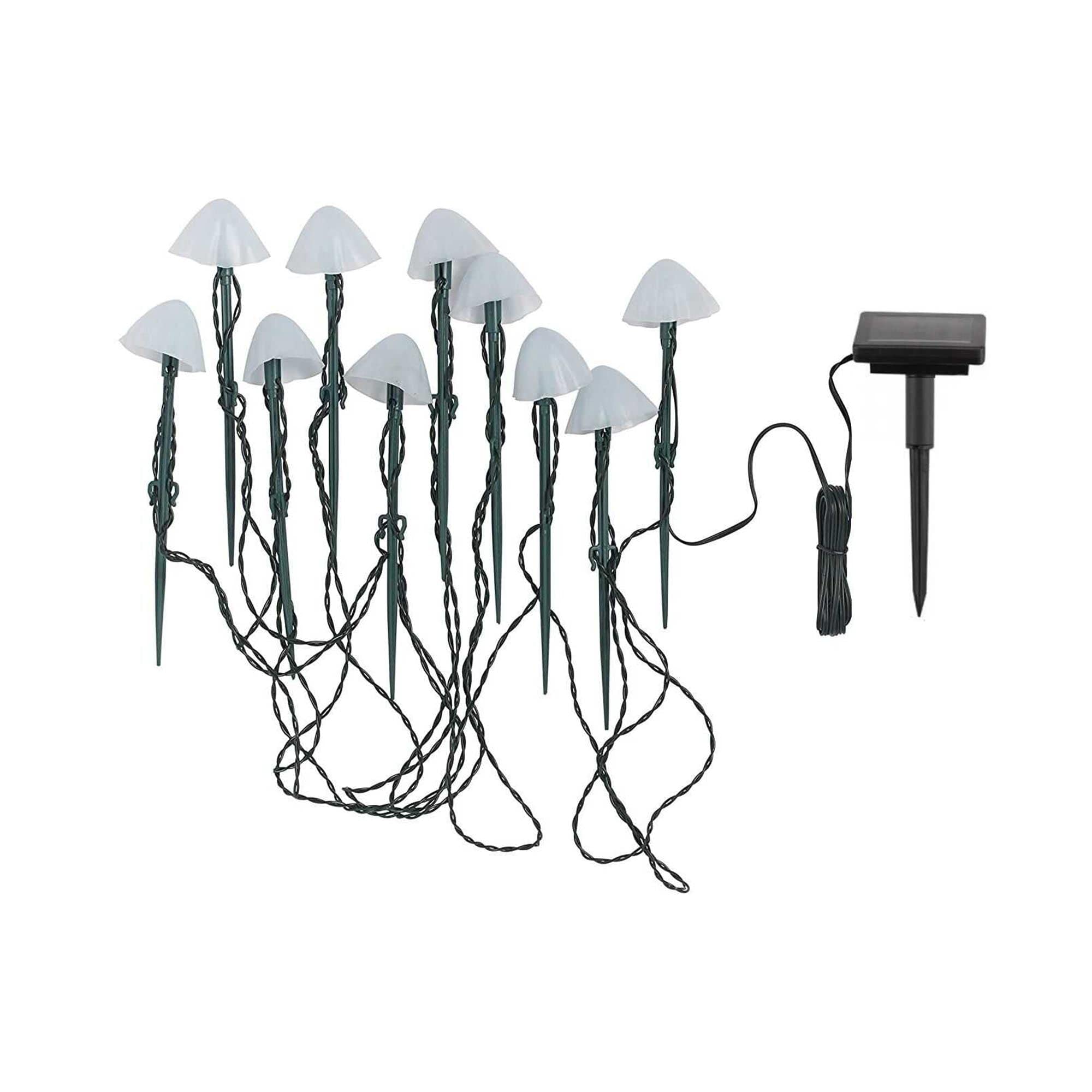LUMI JARDIN 10 mini solarnych grzybów świetlnych znaczników ścieżki CHAMPY LED ciepła biel 3,8 m