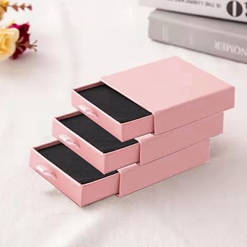 One Piece Elegant Small Gift Boxes Fine Workmanship Empty Ring Boxes Lightweight Empty Jewellery Box with Soft Lining for Presents (Pink)