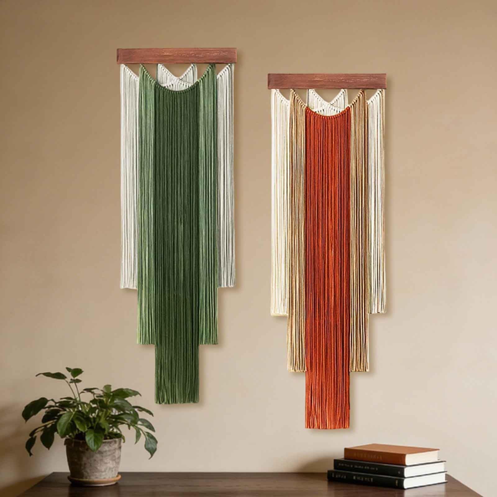Makramee Wandbehang Böhmisches Chic Gewebter Wandteppich Handgefertigt, Gewebt, Traumfänger Mit Quaste, Für Schlafzimmer Wohnzimmer Wohnung Wand Vorhang Deko(Green)