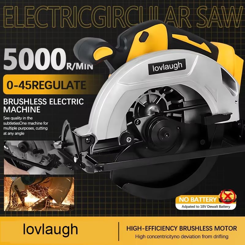 Miniatura 2 de Sierra circular inalámbrica de 7-14 pulgadas, motor sin escobillas de 5300 RPM, corte de profundidad de 6-12 pulgadas con compatibilidad de batería