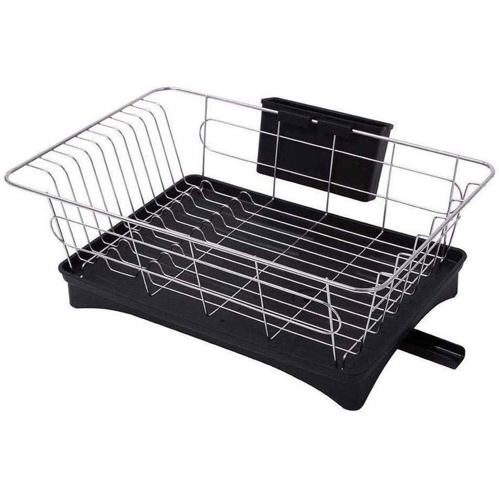 Égouttoir à Vaisselle en Acier Inoxydable avec bac de vidange Porte-Couverts de Cuisine Filtre Baguettes Support de Rangement