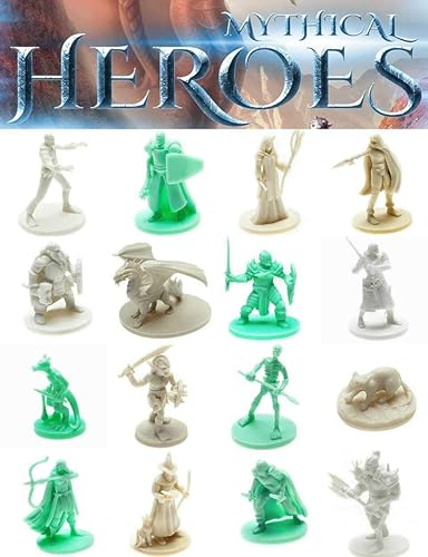 Miniatura 5 de Mythical Heroes - Juego de mini figuras para juegos de rol – 93 piezas en 16 diseños – Heroes and Monsters – Tamaño adecuado para DND
