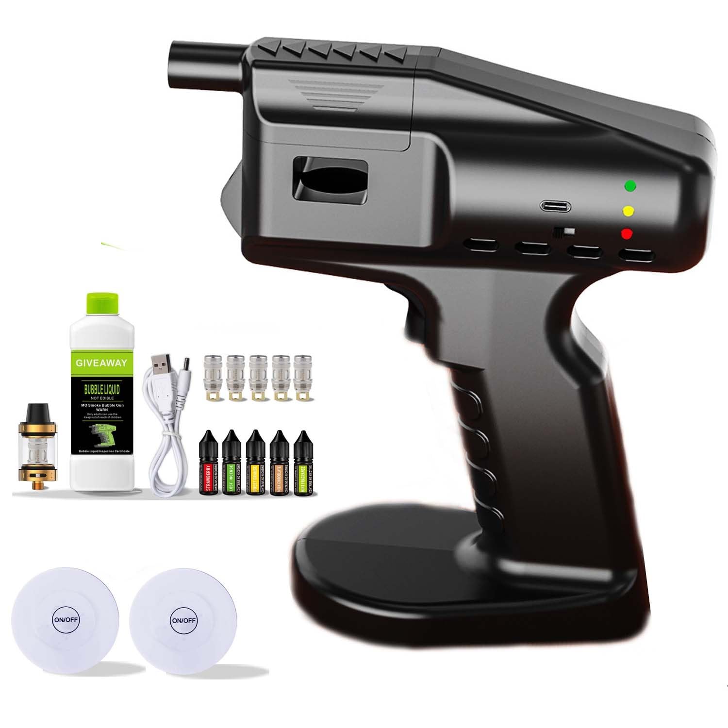 Handheld Portable Smoke Bubble Gun, Bartending Smoke Maker, DIY Tools for Classy Smoke, for Classy Smoke, Food, Cocktails, Meat, Drinks, with Bubble Liquid & Essential Oil(350ml)