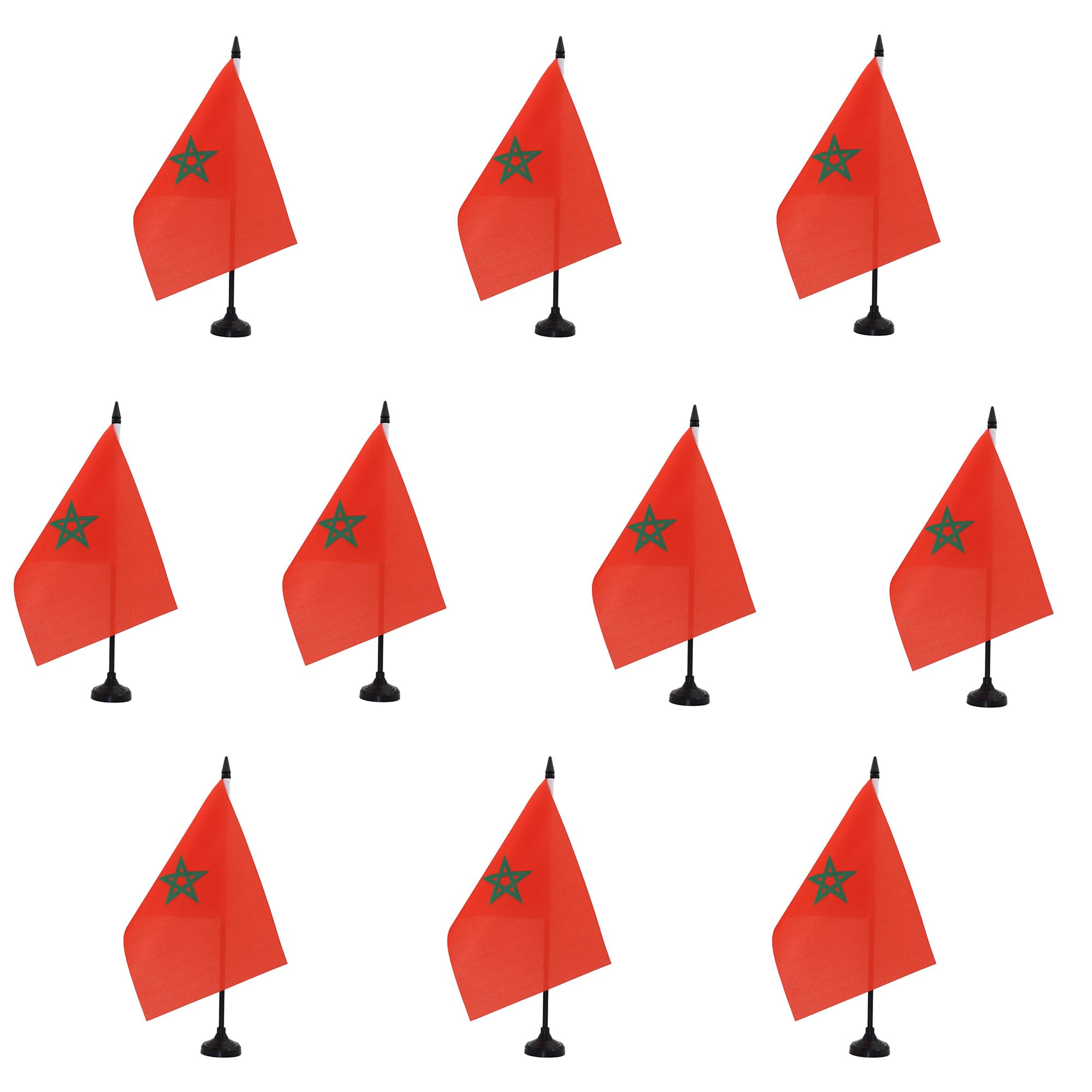 AZ FLAG Pack of 10 Morocco Table Flags 6x8 in 100D Polyester Plastic Base