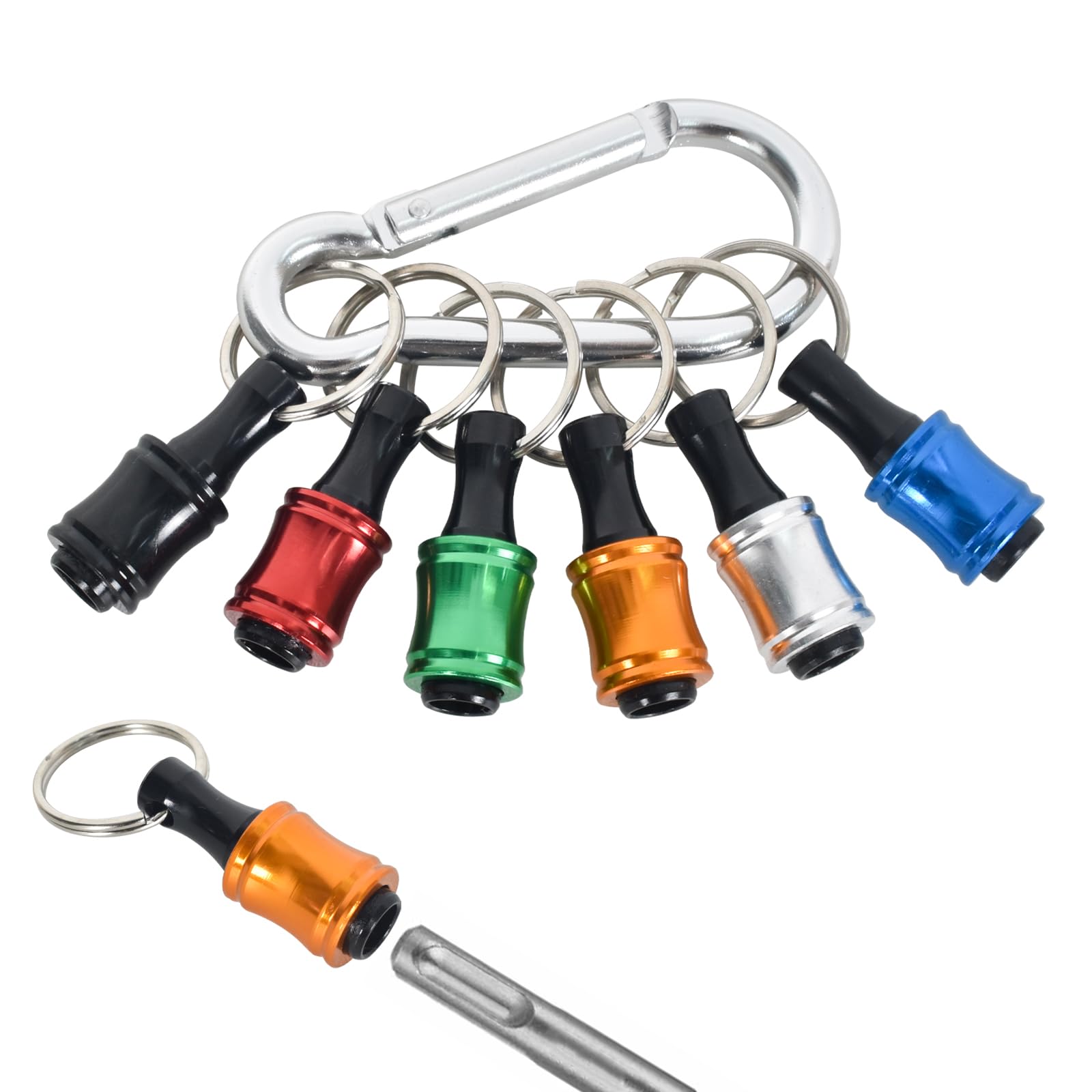 6Pcs Portachiavi Drill Bit, Porta Inserti 1/4 pollice Drill Bit Holder con Carabiner, Hex Shank Cacciavite Bit Holder, Supporti Per Avvitatori per Fai da Te, Elettricità, Lavorazione del Legno