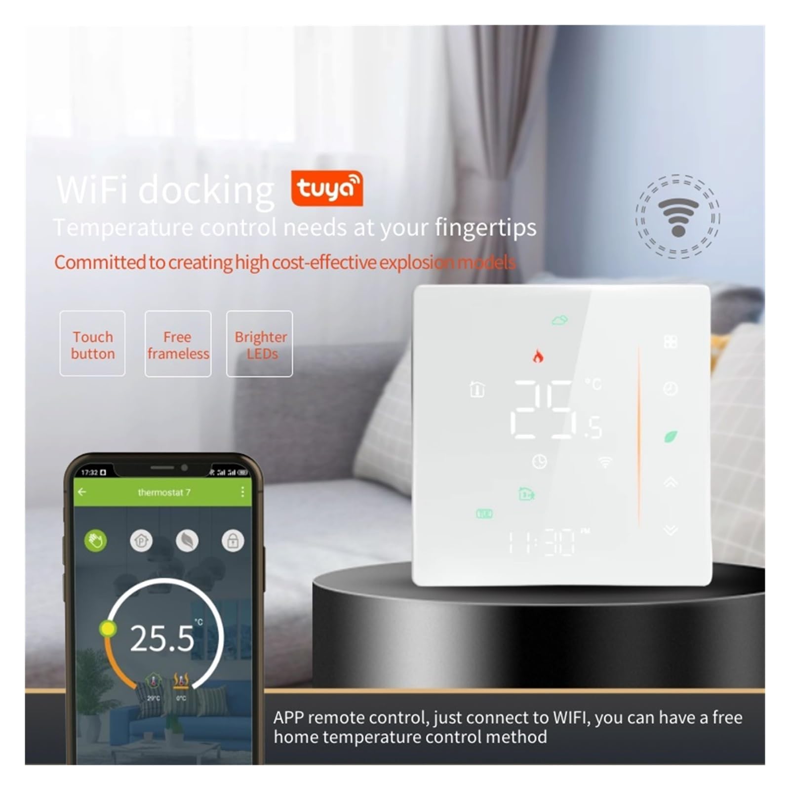 Inteligentny termostat, Termostat grzewczy, ciepła podłoga kocioł gazowy cyfrowy regulator temperatury Tuya Home Assistant(Nero,WZ-006-GA)