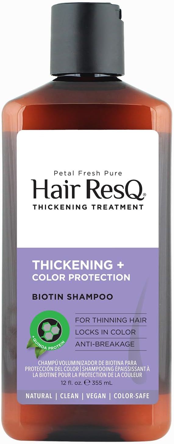 Hair Resq Color Protection Natural Thickening Biotin Shampoo | For Thinning Hair | Locks In Color & Anti-Breakage | Vegan & Cruelty-Free | 12 Fl Oz, 355 Ml