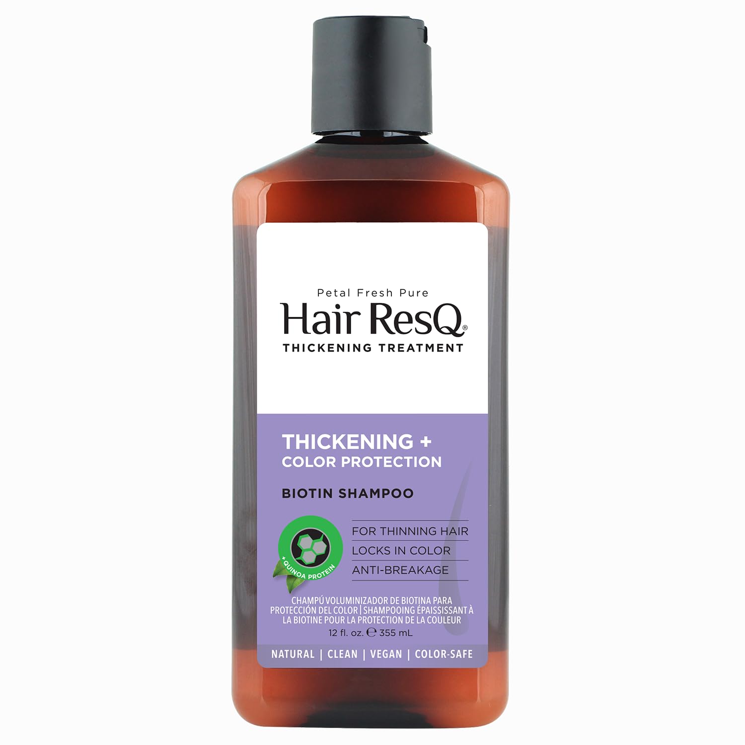 Hair Resq Color Protection Natural Thickening Biotin Shampoo | For Thinning Hair | Locks In Color & Anti-Breakage | Vegan & Cruelty-Free | 12 Fl Oz, 355 Ml